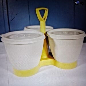 Tupperware White and Yellow Storage Set